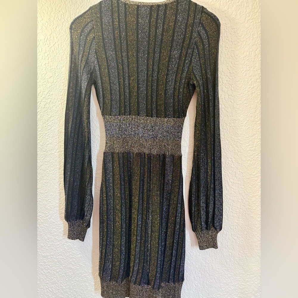 Guess Metallic Gold & Black Y2K Mini Dress | Glam Party Night Out - Picture 6 of 10